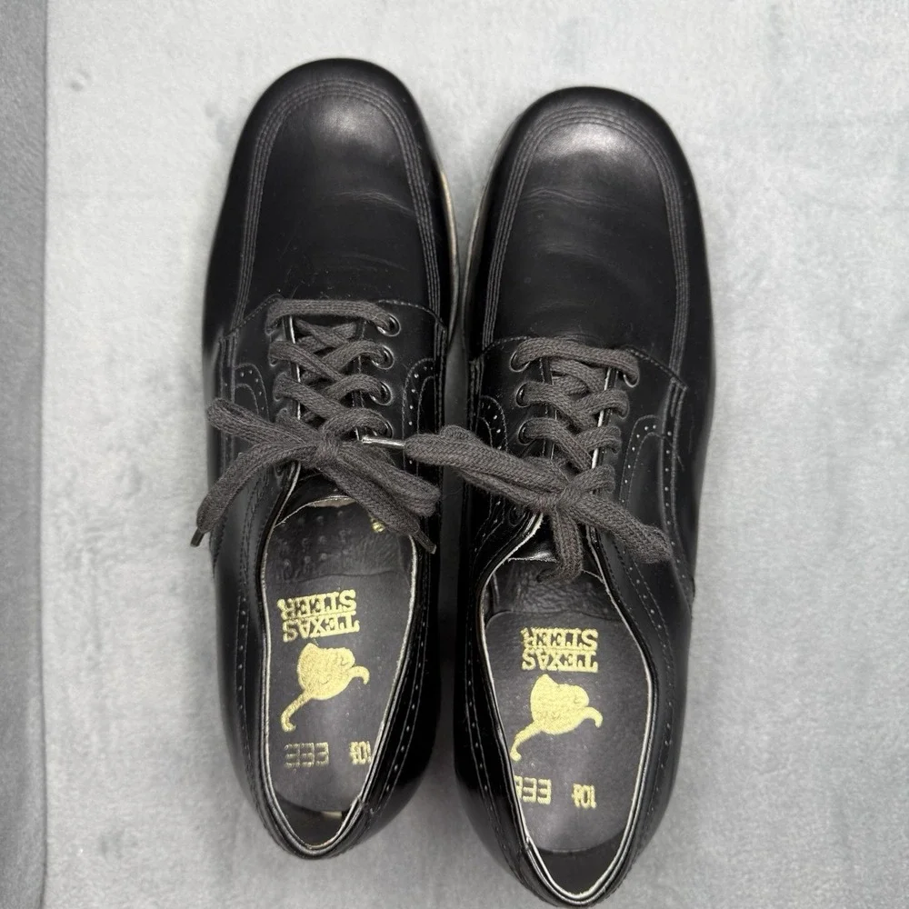 Vintage Texas Steer Men's 10.5 EEE Black Leather Oxford Work Shoes Wide